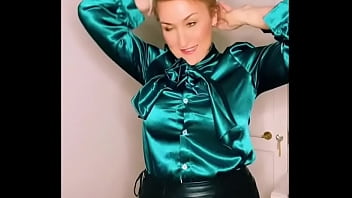 Sexy mature in various satin blouses